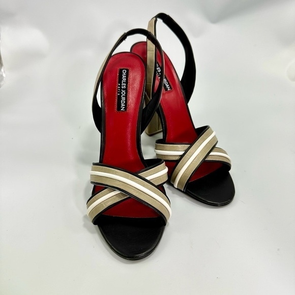 Charles Jourdan Paris tan slingback chunky heel size 9 - Picture 2 of 15